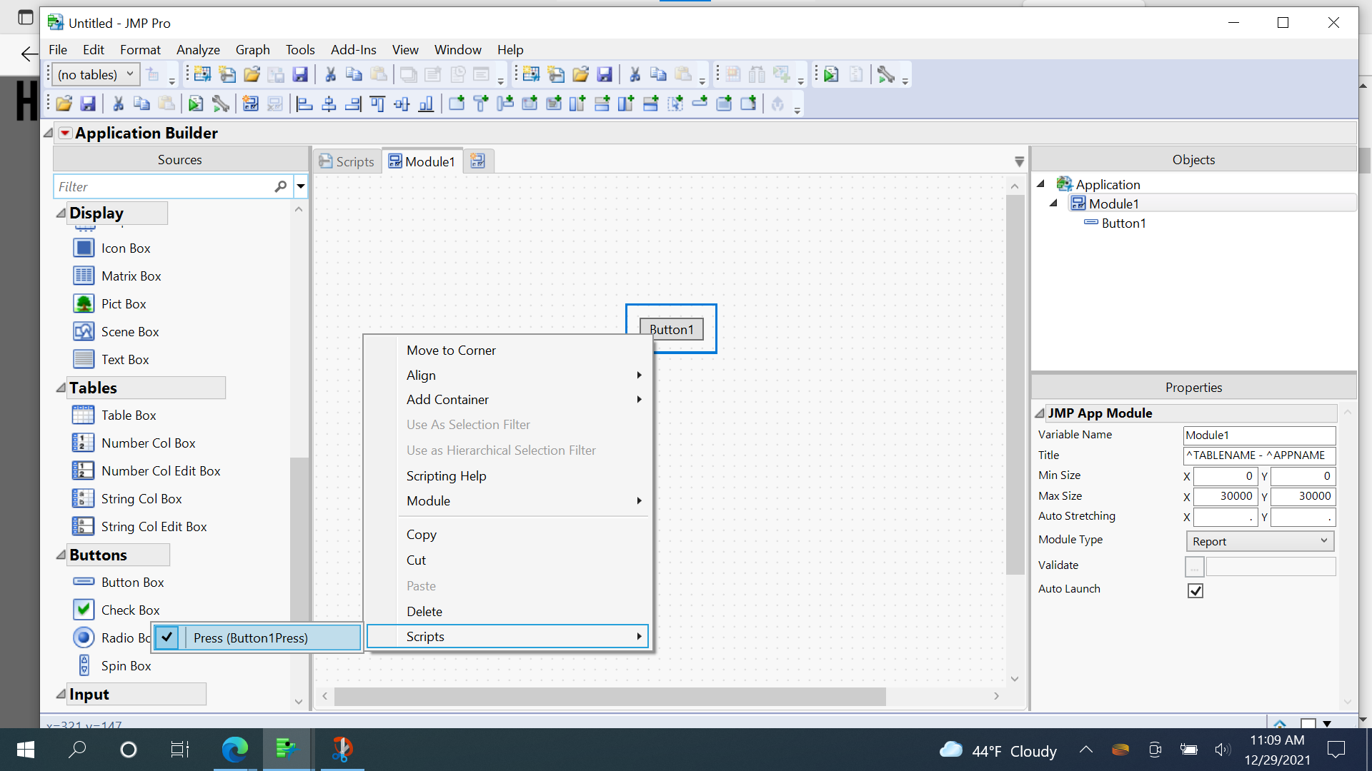 Application Builder How to Make a Picture Appear, Only After a Button